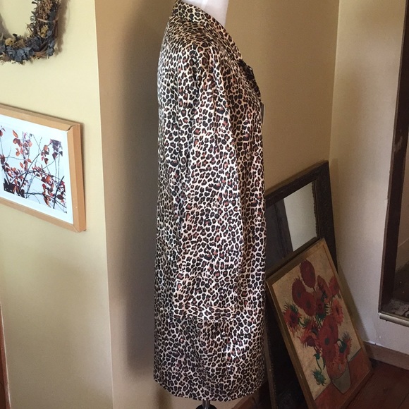 BED OF ROSES Size 2X Leopard SleepShirt SATIN Button-front Cotton POCKET $59 NEW - Picture 3 of 8